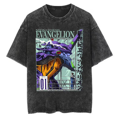 Neon Genesis Evangelion Printed Unisex Washed T-Shirt