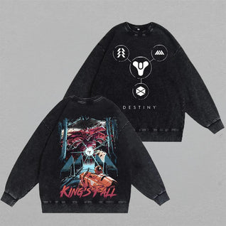 Destinys King's Fall Unisex Washed Crewneck Sweatshirt