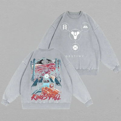 Destinys King's Fall Unisex Washed Crewneck Sweatshirt