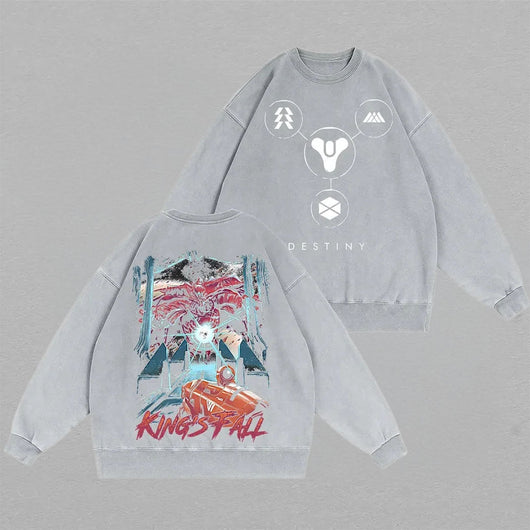Destinys King's Fall Unisex Washed Crewneck Sweatshirt