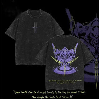 Neon Genesis Evangelion Unisex Printed Washed T-Shirt
