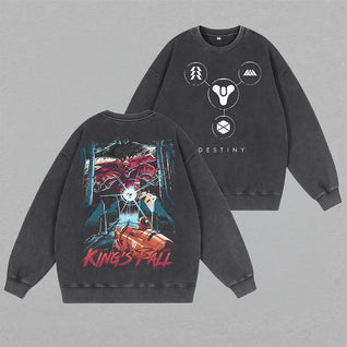 Destinys King's Fall Unisex Washed Crewneck Sweatshirt