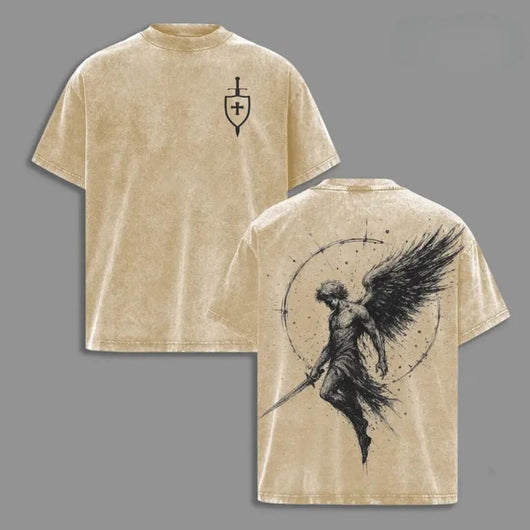 Sanctus Michael Archangelus Washed T-Shirt