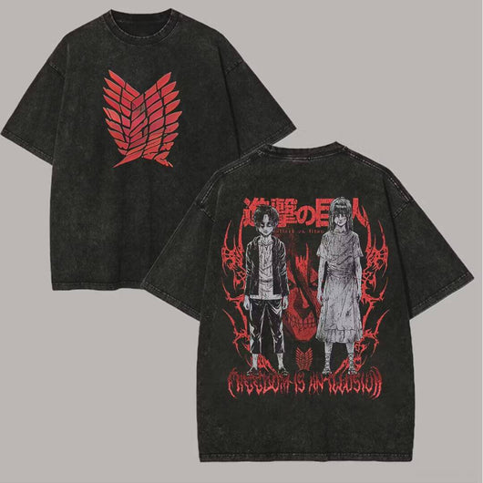 Attack on Titan Printed Unisex Washed T-shirt