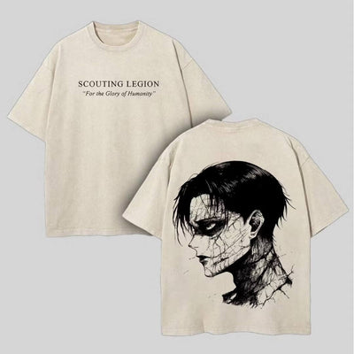 Attack on Titan Levi Ackerman Printed Unisex Washed T-Shirt
